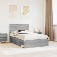 Bedframe Grijs Sonoma 120 x 190 cm Massief grenenhout