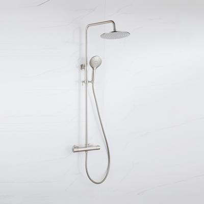 Fortifura Calvi Regendoucheset - thermostatisch - 30cm hoofddouche - gladde slang - ronde handdouche - Geborsteld RVS PVD SW1159499 SW1139121 SW799447 SW728177