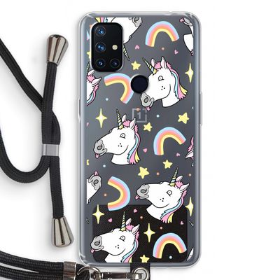 Rainbow Unicorn: OnePlus Nord N10 5G Transparant Hoesje met koord