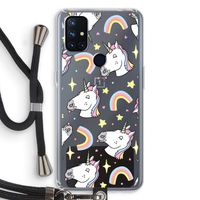 Rainbow Unicorn: OnePlus Nord N10 5G Transparant Hoesje met koord