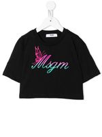 MSGM Kids t-shirt crop à logo imprimé - Noir - thumbnail