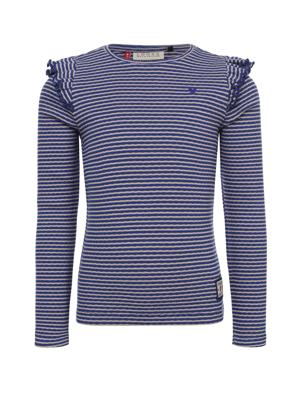 LOOXS Little winter t-shirt meisjes - blauw - geruit/gestreept/longsleeve