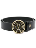 Versace Jeans Couture ceinture en cuir à boucle logo - Noir - thumbnail