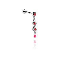 Jeweled Barbell with Charm Chirurgisch staal 316L / Belegde messing Barbells - thumbnail