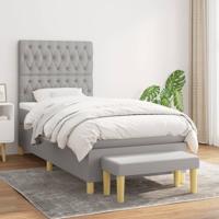 Boxspring met matras stof lichtgrijs 90x190 cm
