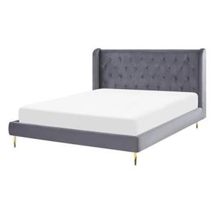 Beliani - FORBACH - Tweepersoonsbed - Grijs - 140 x 200 cm - Fluweel