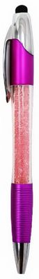 Verhaak balpen 2 in 1 glitter led 14 cm roze