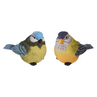Tuin/huis decoratie beeldjes set van 2x vogeltjes - polystone - 12 cm