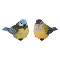 Tuin/huis decoratie beeldjes set van 2x vogeltjes - polystone - 12 cm