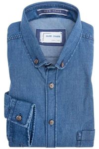 Blue Crane Slim Fit Denim shirt blauw, Effen