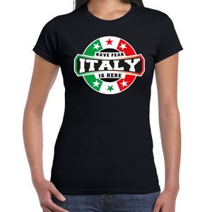 Have fear Italy is here / Italie supporter t-shirt zwart voor dames