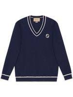 Gucci logo-patch cotton-wool sweatshirt - Bleu