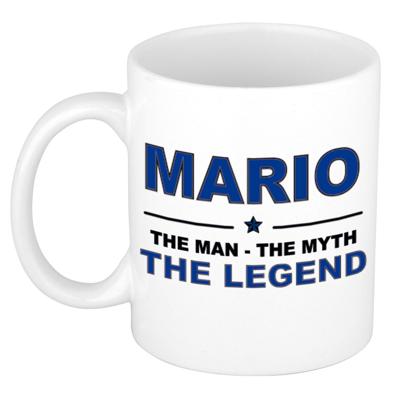 Mario cadeau mok - man myth legend - naam koffiemok / beker - wit en blauw - 300 ml Mario cadeau mok - man myth legend - naam koffiemok / beker - wit en blauw - 300 ml