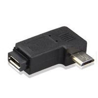 Micro USB Female to Male adapter, 90° Left Angle - thumbnail