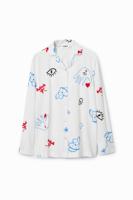Pyjamashirt met harten - WHITE - S
