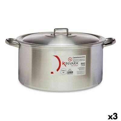 Kookpot met Deksel Kinvara 100014 100014 Zilverkleurig 20 L 51 x 23 x 41 cm (3 Stuks)
