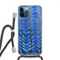 Blauwe pijlen: iPhone 13 Pro Max Transparant Hoesje met koord