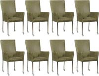 Set van 8 Olijfgroene leren moderne eetkamerstoelen Deal - met armleuning poot vierkant rvs met wiel - Vintage Leer Olive (olijfgroen leer) Set van 8 Olijfgroene leren moderne eetkamerstoelen Deal - met armleuning poot vierkant rvs met wiel - Vintage Leer Olive (olijfgroen leer)