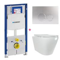Geberit Sigma UP320 toiletset 39 wandcloset wit mat 53 cm met softclose zitting en drukplaat chroom