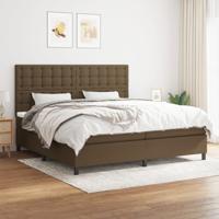 Boxspring met matras stof donkerbruin 200x200 cm