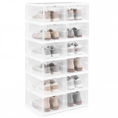 Set van 2 Schoenenrekken met 6 Lagen Opvouwbare Kunststof Opbergdozen voor Sneakers met Klepdeur Draagbaar Ruimtebesparend Schoenenrek voor in de Gang en Kast Set van 2 Schoenenrekken met 6 Lagen Opvouwbare Kunststof Opbergdozen voor Sneakers met Klepdeur Draagbaar Ruimtebesparend Schoenenrek voor in de Gang en Kast