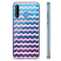 Huawei P30 Lite Doorzichtige Silicone Hoesje Waves Roze