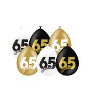Ballonnen Celebration 65 Jaar Wit/Goud/Zwart (6st)