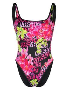 Versace maillot de bain à logo imprimé - Noir