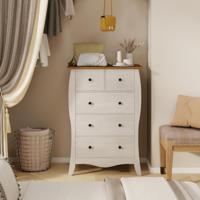 Commode met 5 Laden Dressoir in Landelijke Stijl met Inklapbare Stoffen Laden Opbergkast van Hout Ladekast 67,5 x 38,5 x 97 cm