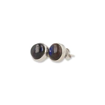 Zilveren Oorstekers Labradoriet (9 mm) - 925 Sterling