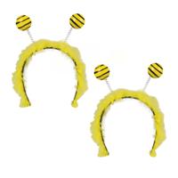 Diadeem Bij - 4x stuks - geel/zwart - kunststof - haarband - carnaval - verkleden