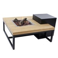 Enjoyfires: Vuurtafel Ambiance Vierkant - Zwart-teak Enjoyfires: Vuurtafel Ambiance Vierkant - Zwart-teak