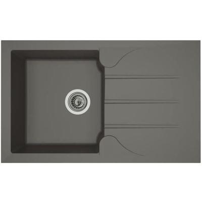 STRADOUR Ingebouwde gootsteen 1 kom + 1 afdruiprek Aloa - Hars - 81 x 50 cm - Beton grijs