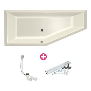 Ruimtebesparend bad Xenz Society compact | Links | 170x75 cm | Incl.Badafvoer | Met overloop | Acryl | Pergamon glans