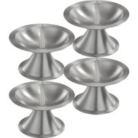 4x Luxe metalen kaarsenhouders zilver voor stompkaarsen van 5-6 cm