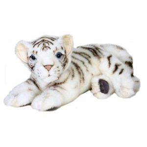 Liggende pluche witte tijger 26 cm
