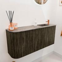 Toiletmeubel Mondiaz Joya Dlux | 91.6 cm | Meubelkleur Shadow | Faye wastafel Oza Wasbak Rechts | 1 kraangat