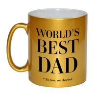 Gouden Worlds best dad cadeau koffiemok / theebeker 330 ml - Cadeau mokken   - - thumbnail