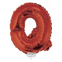 Rode letter ballonballon Q op stokje 41 cm