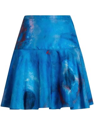 Marni jupe en soie à imprimé abstrait - Bleu