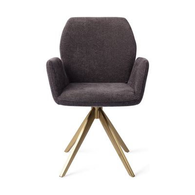 Jesper Home Misaki eetkamerstoel Almost Black turn gold