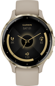 Garmin Venu 3S 3,05 cm (1.2") AMOLED Digitaal 390 x 390 Pixels Touchscreen Goud, Grijs Wifi GPS