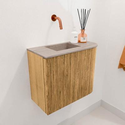 Toiletmeubel Mondiaz Joya Dlux | 51.6 cm | Meubelkleur Oak | Faye wastafel Saba Wasbak Links | Zonder kraangat(en)