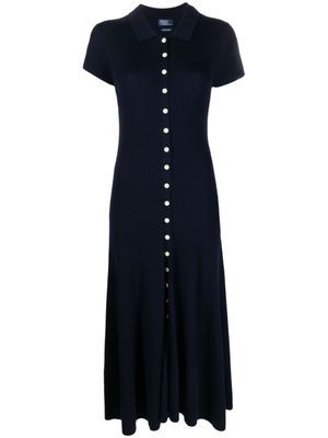 Polo Ralph Lauren robe boutonnée à design nervuré - Bleu
