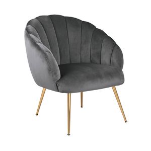 Dany fauteuil loungestoel donkergrijs, messingkleurig.