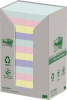 Post-it recycled notes Nature, 100 vel, ft 38 x 51 mm, pak van 24 blokken, geassorteerde kleuren - thumbnail