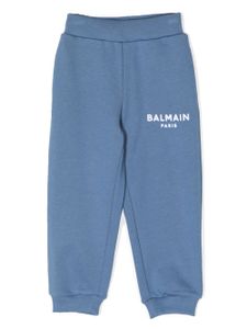 Balmain Kids pantalon de jogging en coton à logo imprimé - Bleu