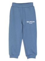 Balmain Kids pantalon de jogging en coton à logo imprimé - Bleu