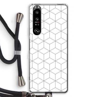 Zwart-witte kubussen: Sony Xperia 1 III Transparant Hoesje met koord