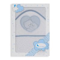 Interbaby Badcape Hartje Junior 100 Cm Katoen Wit/blauw - thumbnail